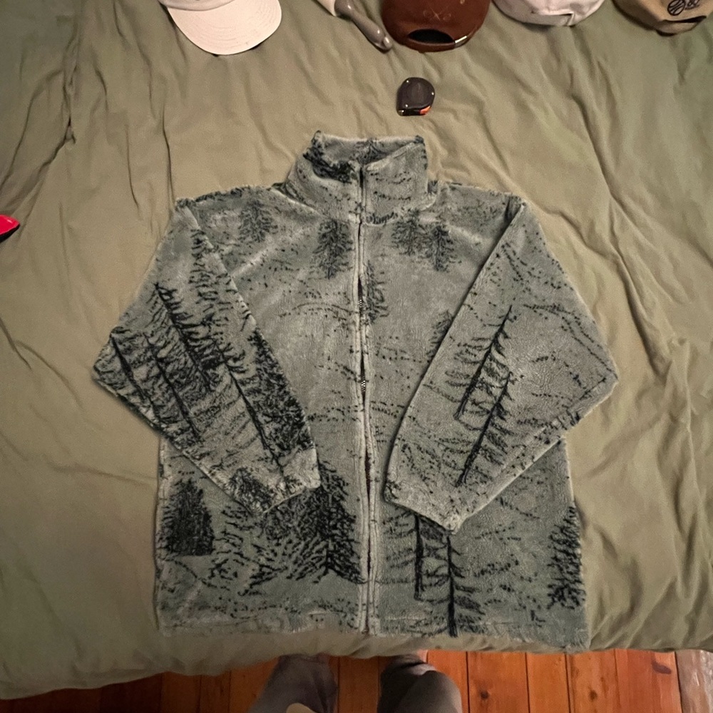 Vintage 90’s Adventure Pass Nature Pine Tree AOP Fleece US Men’s L Full Zip